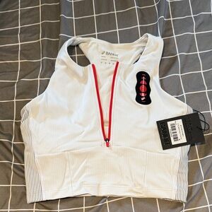 Bandit White and Red Athletic Crop Top